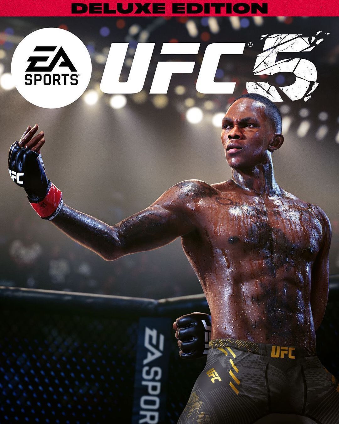 تصویر اسرائیل آدسانیا با لوگوی EA Sports روی جلد بازی یو اف سی 5