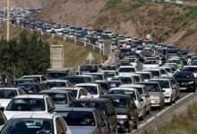 ترافیک شدید خودروها در جاده کرج به چالوس