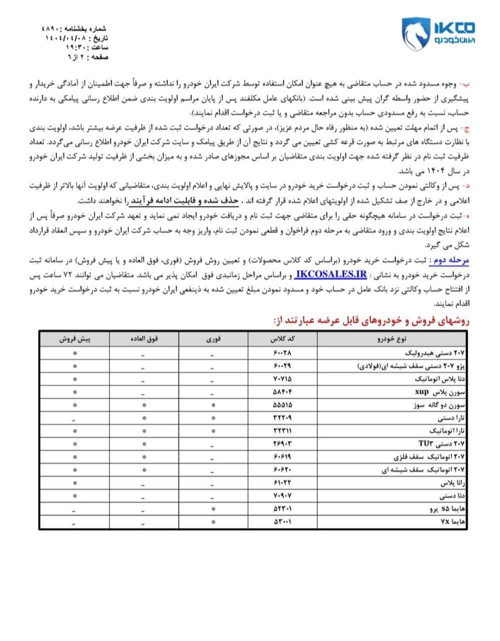 طرح فروش ایران خودرو تیر 1404 2 طرح فروش ایران خودرو تیر 1404