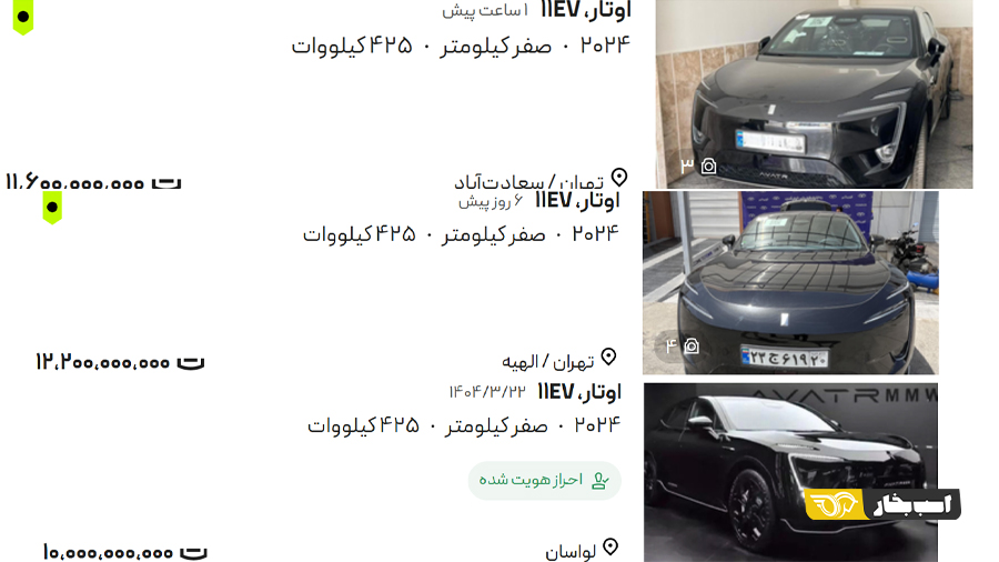 آواتار 11 با قیمت 11 میلیاردی به گرانترین خودرو برقی بازار ایران بدل شد