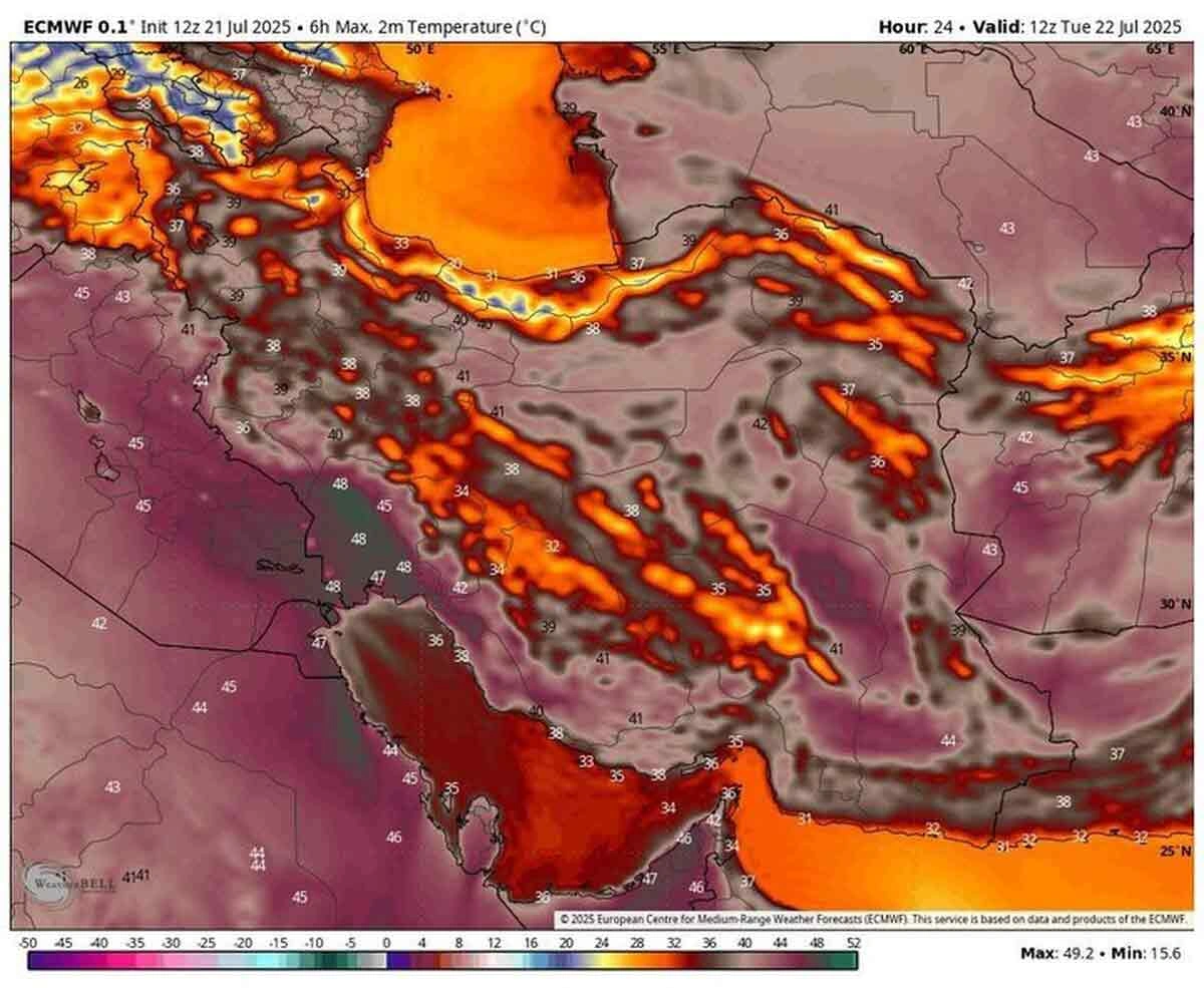 تدوام گرمای شدید در کشور؛ دمای هوا در برخی نقاط به ۵۲ درجه رسید