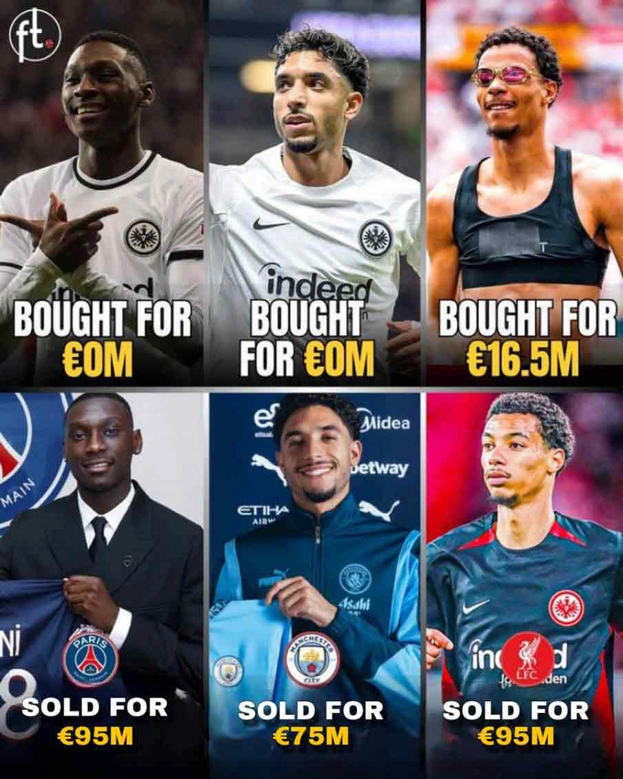  فرانکفورت فقط از فروش این ۳ بازیکن ۲۶۵ میلیون یورو به دست آورده!