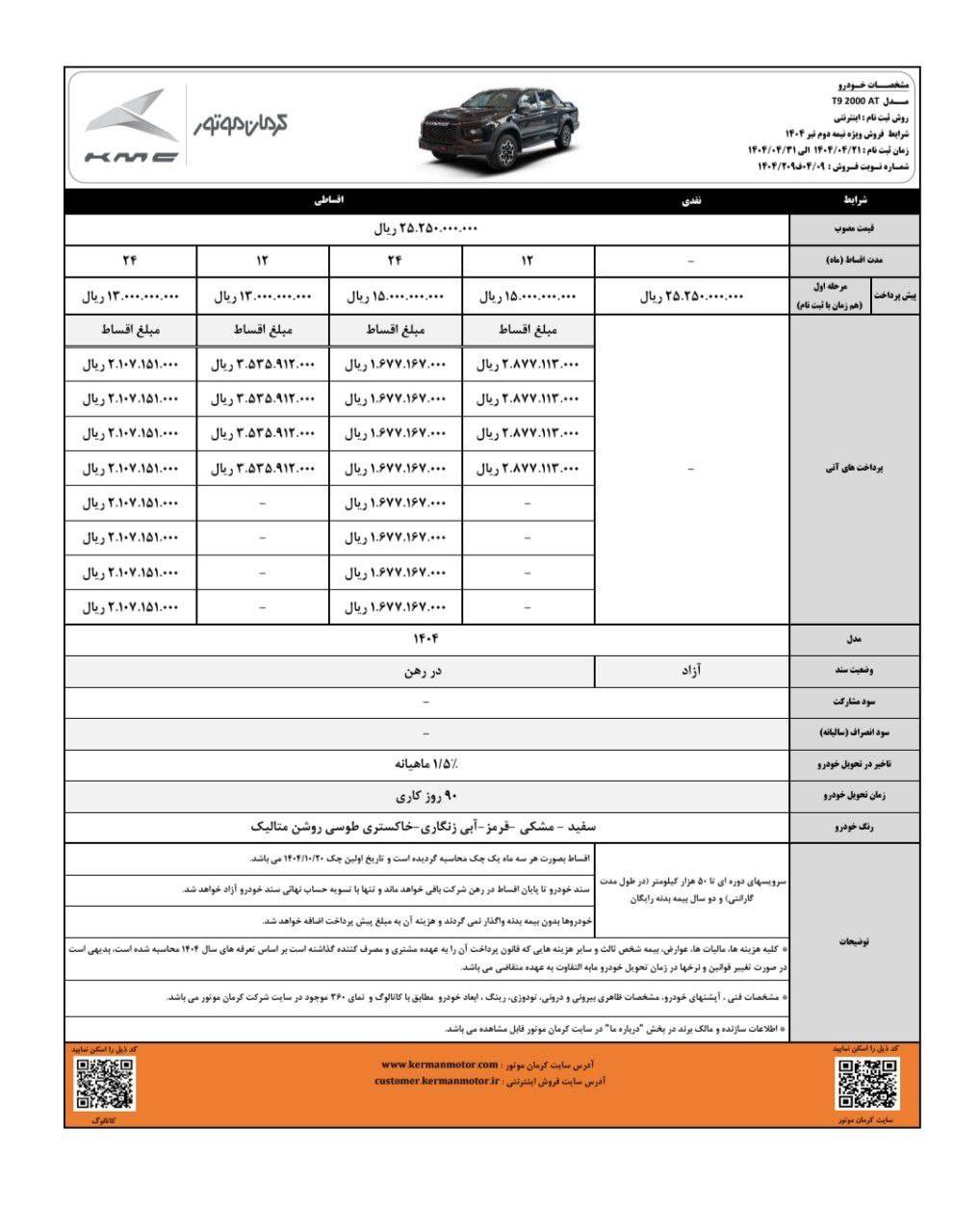 شرایط فروش کی ام سی T9 تیر 1404 اعلام شد 2 شرایط فروش کی ام سی T9 تیر 1404