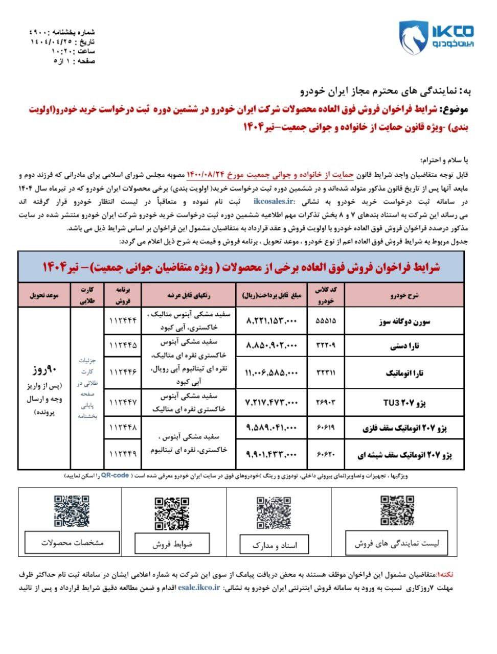 شرایط واریز وجه طرح فروش ایران خودرو تیر 1404 (طرح جوانی جمعیت) +فایل 3 شرایط واریز وجه طرح فروش ایران خودرو تیر 1404