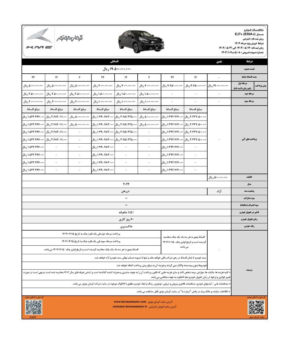 شرایط فروش EJ7 پلاس برای مرداد 1404 اعلام شد 2 شرایط فروش EJ7 پلاس برای مرداد 1404