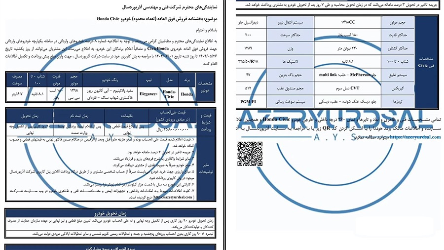 شرایط فروش هوندا سیویک مرداد 1404 اعلام شد 2 شرایط فروش هوندا سیویک مرداد 1404