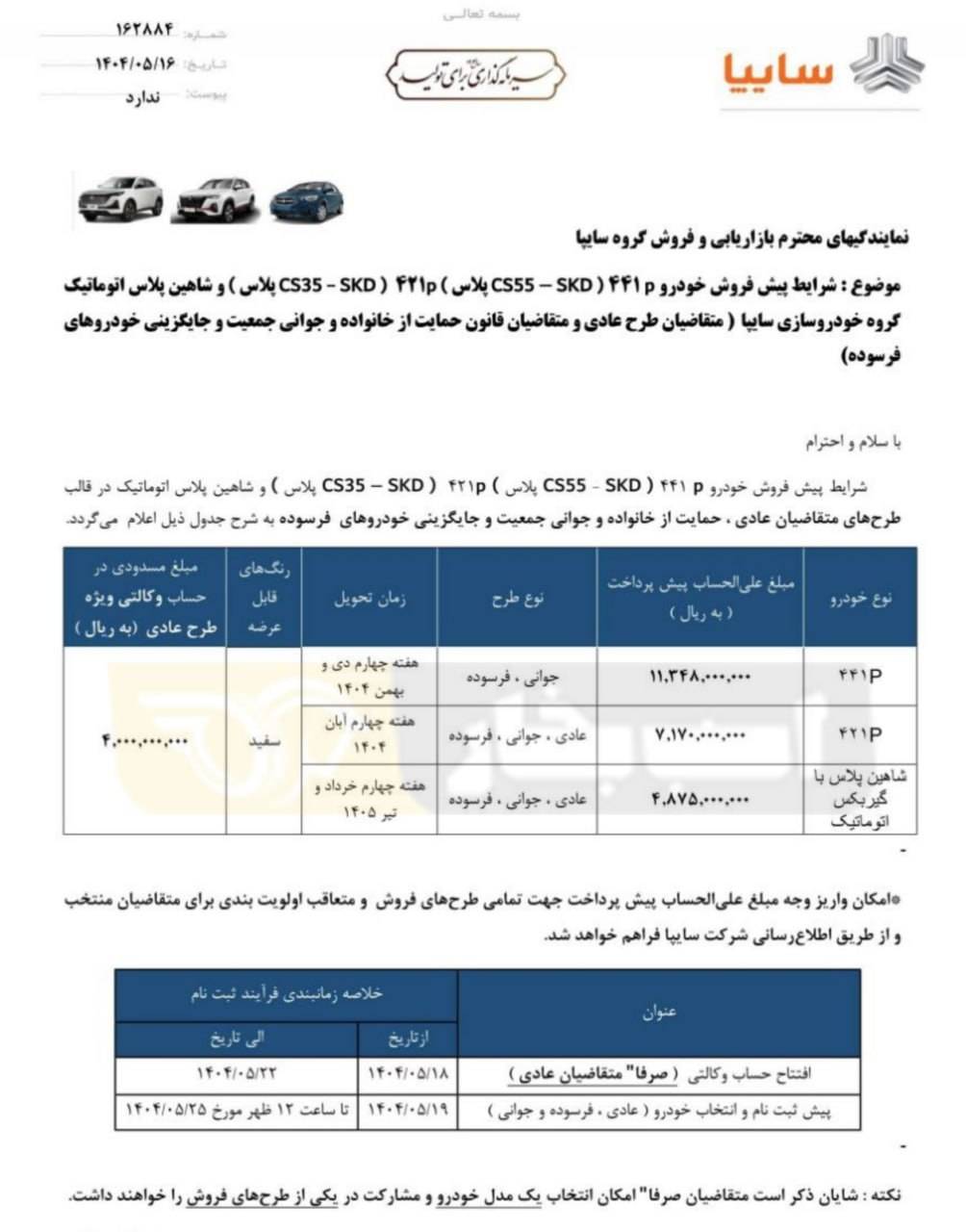 شرایط فروش سایپا 421P مرداد 1404