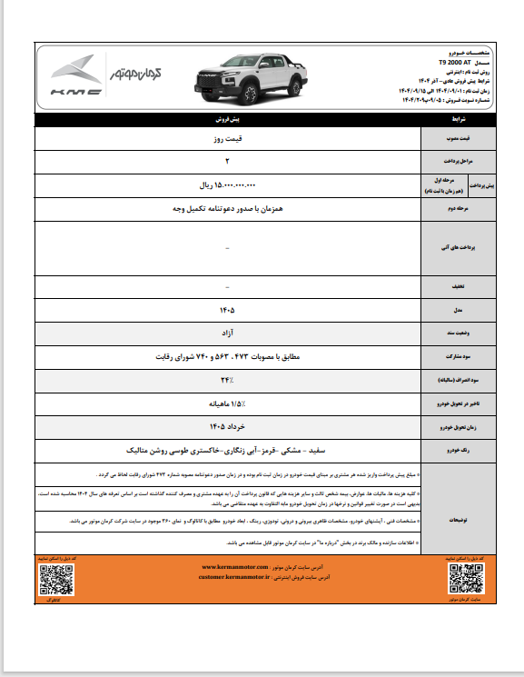 آغاز پیش فروش 5 محصول پرطرفدار کرمان موتور