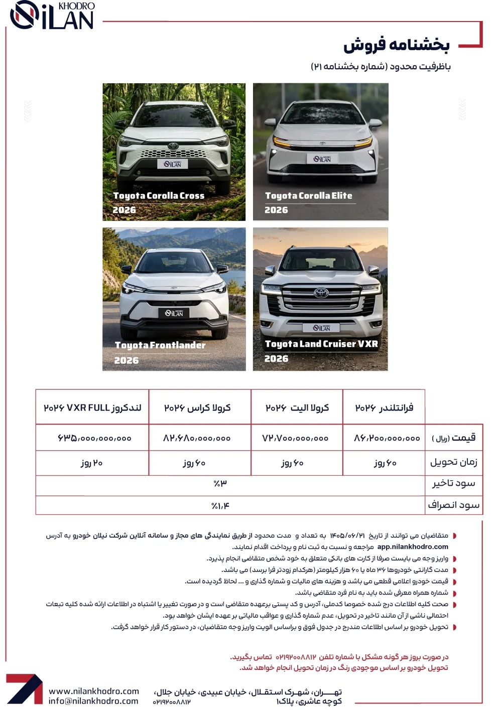 شرایط فروش تویوتا لندکروز VXR برای شهریور 1405